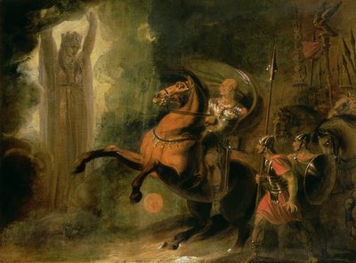 De godin Roma verschijnt aan Julius Caesar aan de oever van de Rubicon, c.1793 door Richard Westall